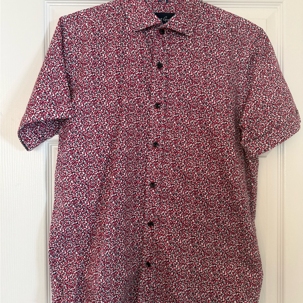 Robert Graham Red, White and Blue Patterned Casual Shirt